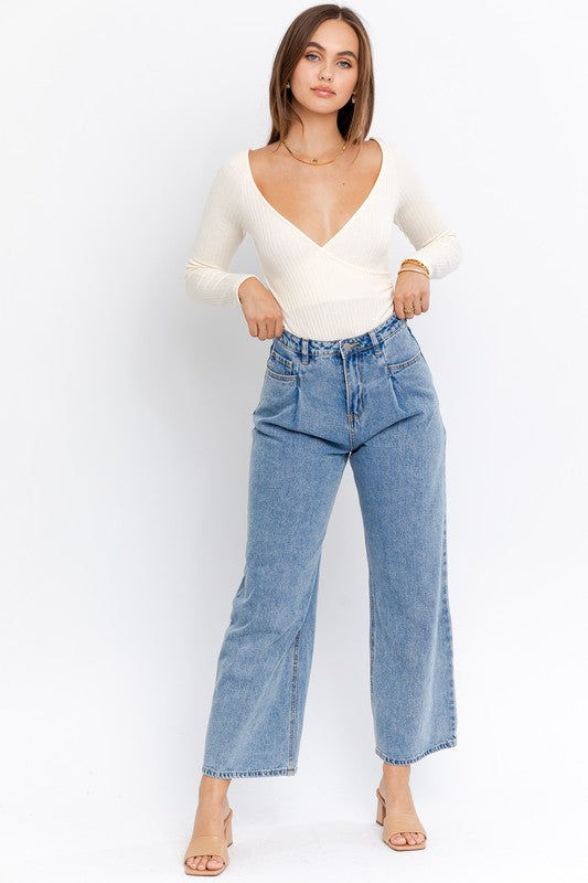 Long Sleeve Surplice Bodysuit - Southern Obsession Co. 