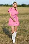 Belted cotton short dress - Southern Obsession Co. 