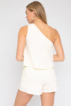 Sleeveless One Shoulder Layered Top Romper - Southern Obsession Co. 