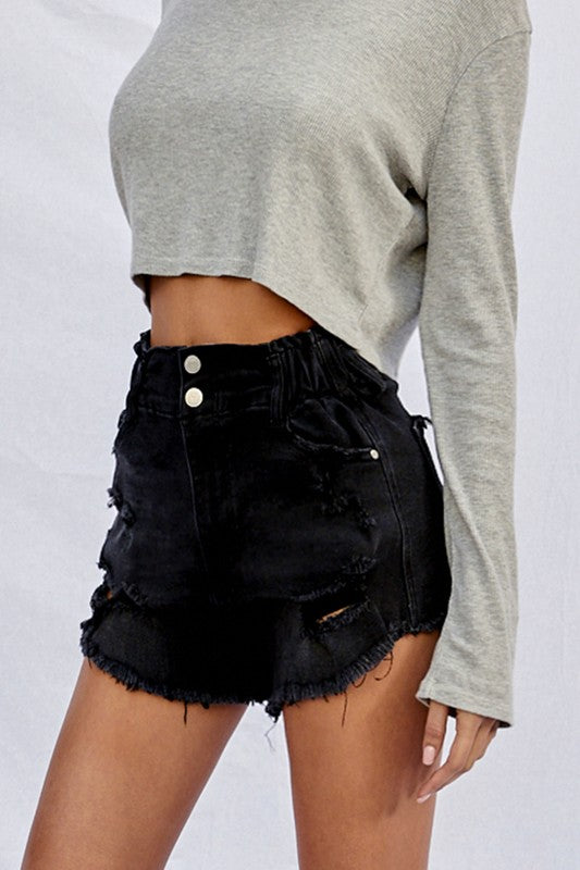 Frayed Black Shorts - Southern Obsession Co. 