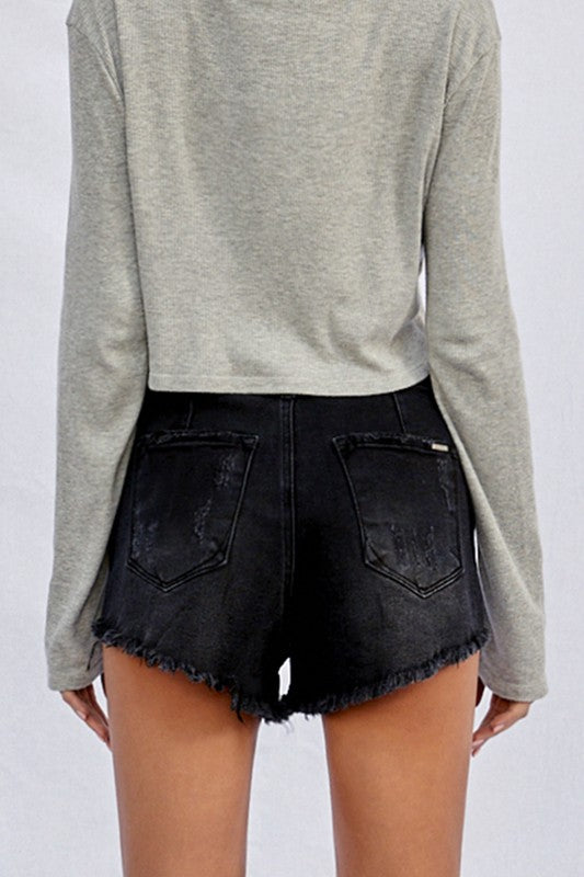 Frayed Black Shorts - Southern Obsession Co. 