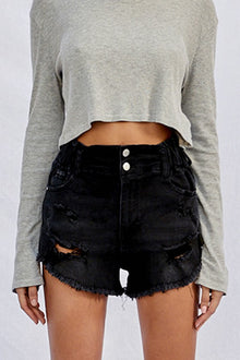  Frayed Black Shorts - Southern Obsession Co. 