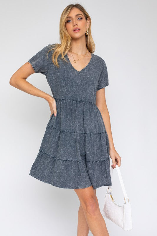 Washed Baby Doll Mini Dress - Southern Obsession Co. 