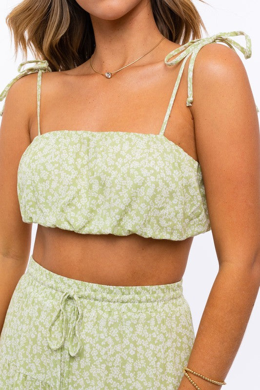 Tie Strap Ruched Crop Top - Southern Obsession Co. 