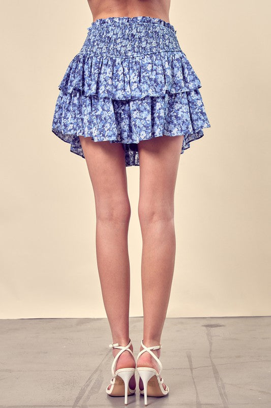 Dizzy Floral Printed Tiered Skorts - Southern Obsession Co. 
