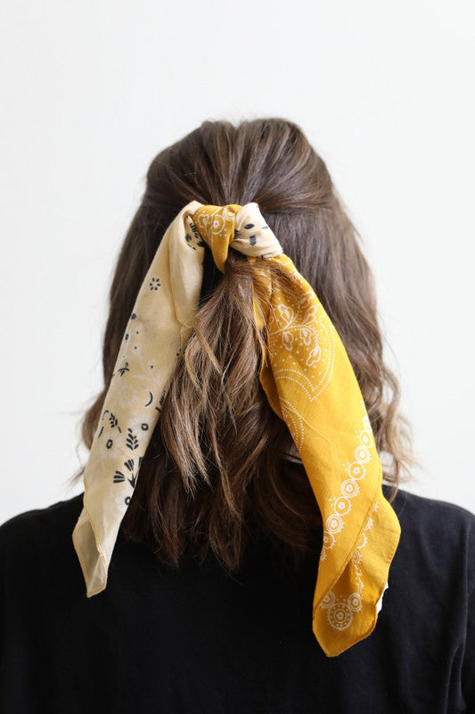 Two Tone Western Floral Bandana - Southern Obsession Co. 