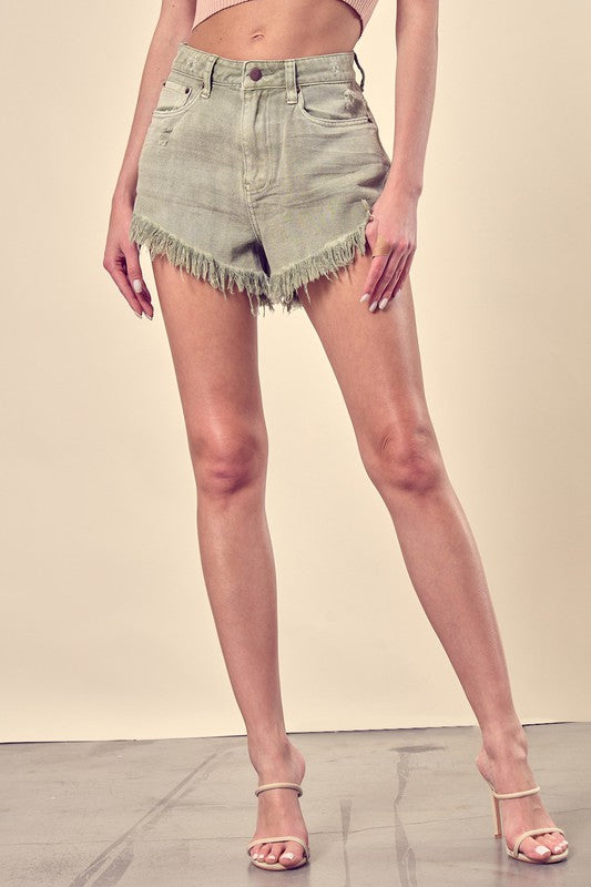 Distressed Frayed Hem Denim Shorts - Southern Obsession Co. 