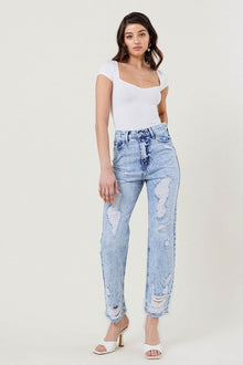 High Waisted Straight Leg in Vintage Acid Wash - Southern Obsession Co. 