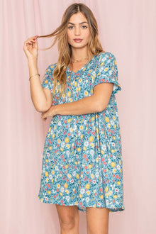  V-Neck Floral Baby Doll Dress - Southern Obsession Co. 