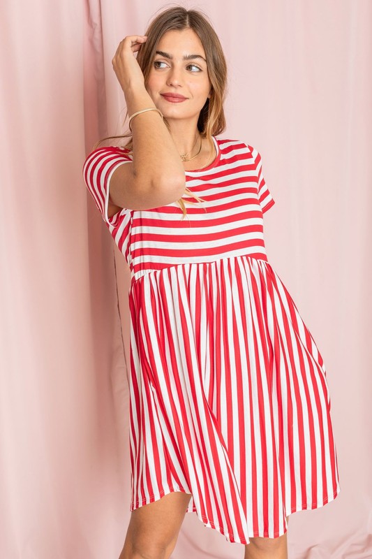 Short Sleeve Stripe Mini Dress - Southern Obsession Co. 
