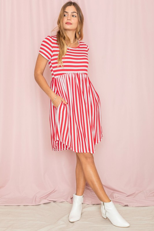 Short Sleeve Stripe Mini Dress - Southern Obsession Co. 