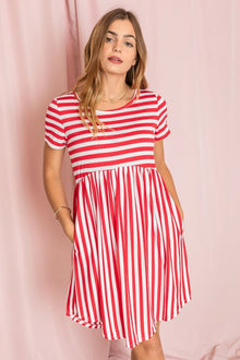  Short Sleeve Stripe Mini Dress - Southern Obsession Co. 