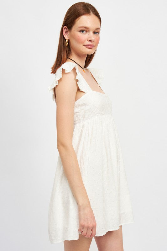 OFF WHITE SLEEVE MINI DRESS - Southern Obsession Co. 