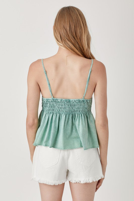 Smocked Flare Bottom Knit Cami Top - Southern Obsession Co. 