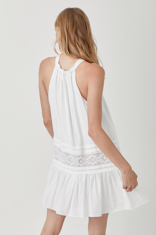 Halter Neck Trim Lace with Folded Detail Dress - Southern Obsession Co. 