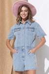 Washed Denim Overall Romper - Southern Obsession Co. 
