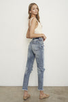 High Rise Ripped Frayed Hem Straight Jeans - Southern Obsession Co. 