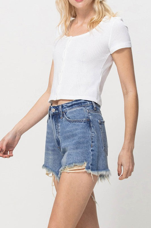 Distressed Rigid Mom Shorts - Southern Obsession Co. 