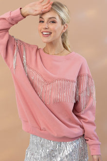  Rhinestone Fringe Pullover Top - Southern Obsession Co. 