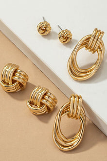  Trio Metal Knot Hoop Earrings - Southern Obsession Co. 