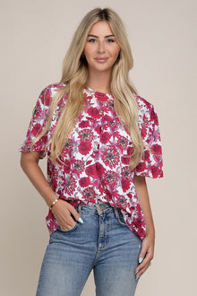  Flutter Sleeve Floral Top - Southern Obsession Co. 