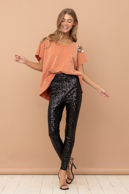 Tiger Sequin Patch T Shirt - Southern Obsession Co. 