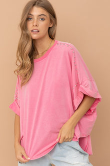  Studded Oversized High Low T Shirt - Southern Obsession Co. 
