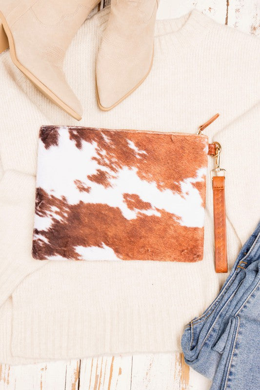 Faux Fur Cow Print Clutch - Southern Obsession Co. 