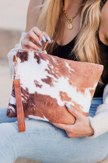  Faux Fur Cow Print Clutch - Southern Obsession Co. 