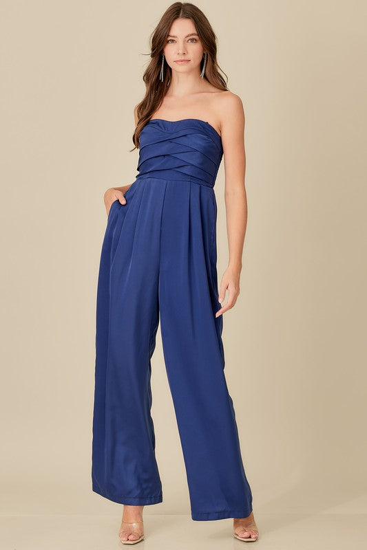Overlapping Top Detailed Jumpsuit - Southern Obsession Co. 
