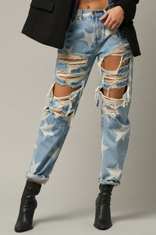  Star Print Slouch Jeans - Southern Obsession Co. 