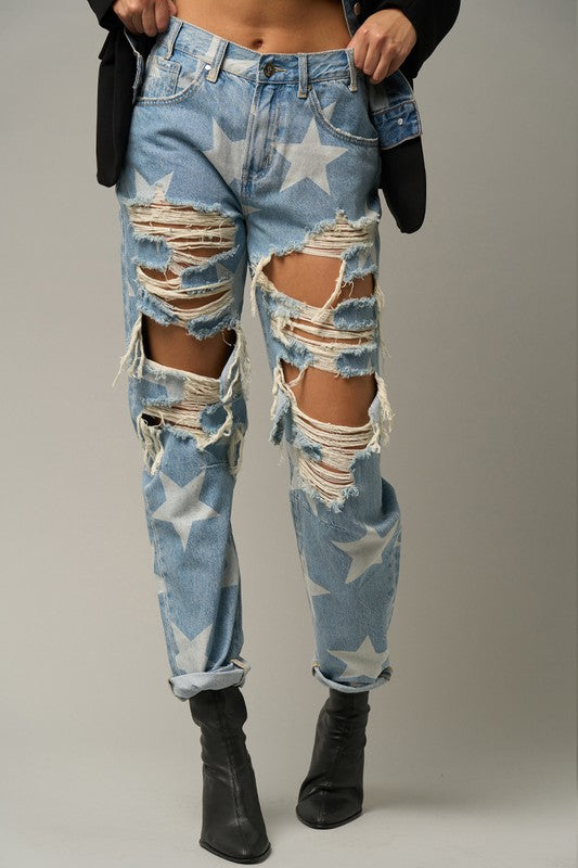 Star Print Slouch Jeans - Southern Obsession Co. 