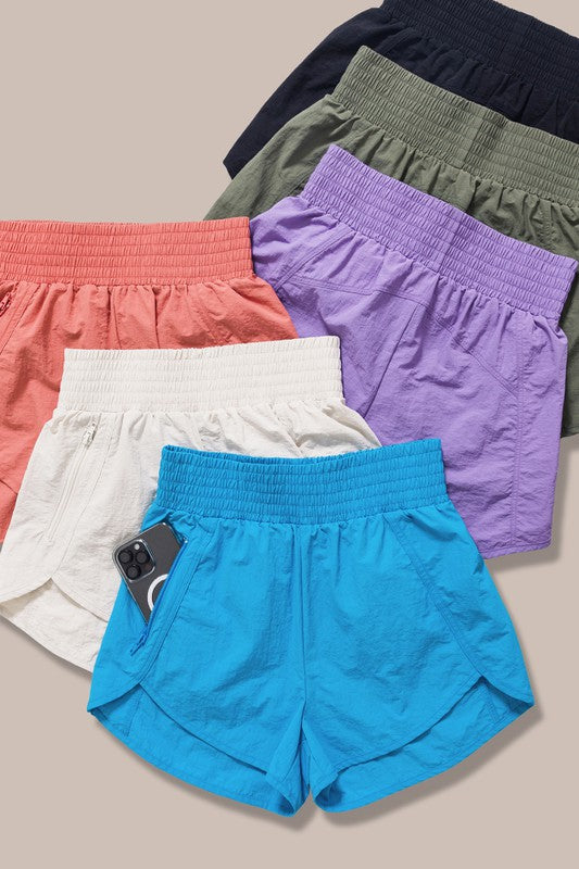 Windbreaker Smocked Waistband Running Shorts - Southern Obsession Co. 