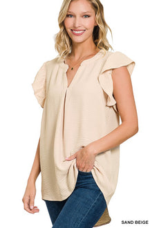  Ruffled Sleeve High-Low Top - Southern Obsession Co. 