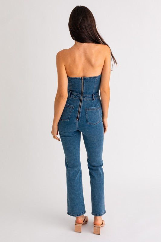 Tube Denim Jumpsuit - Southern Obsession Co. 