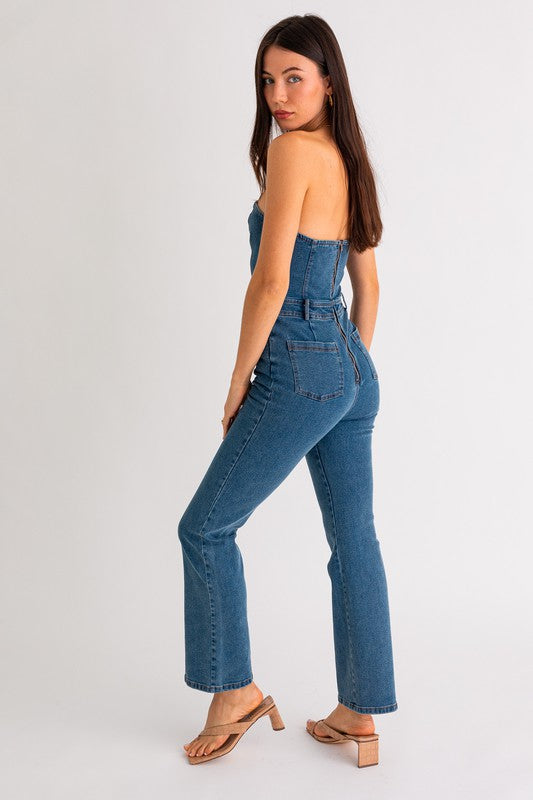 Tube Denim Jumpsuit - Southern Obsession Co. 