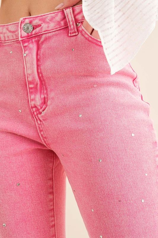Studded Rhinestone Distressed Jeans - Southern Obsession Co. 