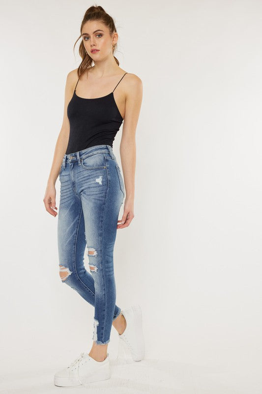 High Rise Fray Hem Ankle Skinny - Southern Obsession Co. 
