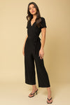 Solid Surplice Cropped Jumpsuit - Southern Obsession Co. 