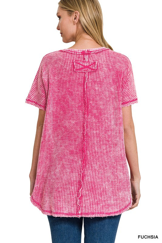 Washed Baby Waffle Short Sleeve Top - Southern Obsession Co. 