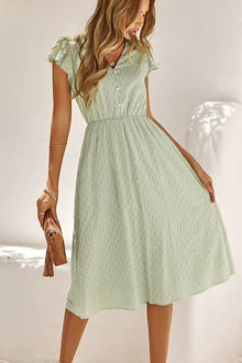  V-neck Ruffle Sleeve Dress - Southern Obsession Co. 