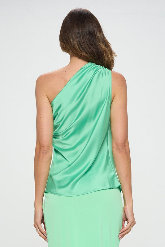 Silky Satin One Shoulder Top - Southern Obsession Co. 