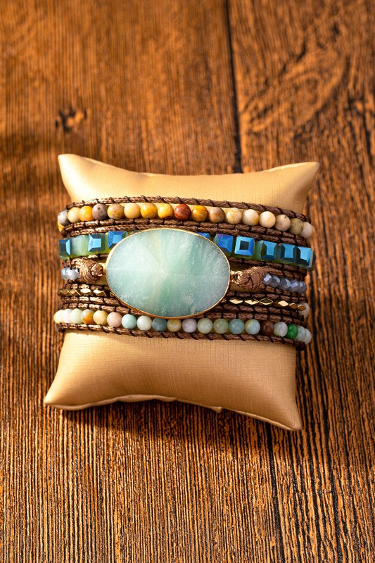 5 wraps stone boho bracelet - Southern Obsession Co. 