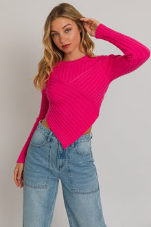  Asymmetrical Hem Sweater Top - Southern Obsession Co. 
