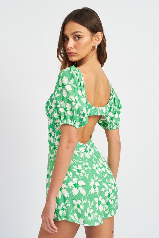 FLORAL ROMPER WITH CUT OUT - Southern Obsession Co. 