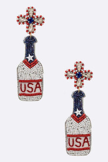  USA Bottle Iconic Beaded Earrings - Southern Obsession Co. 