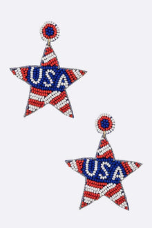  USA Flag Star Iconic Beaded Earrings - Southern Obsession Co. 
