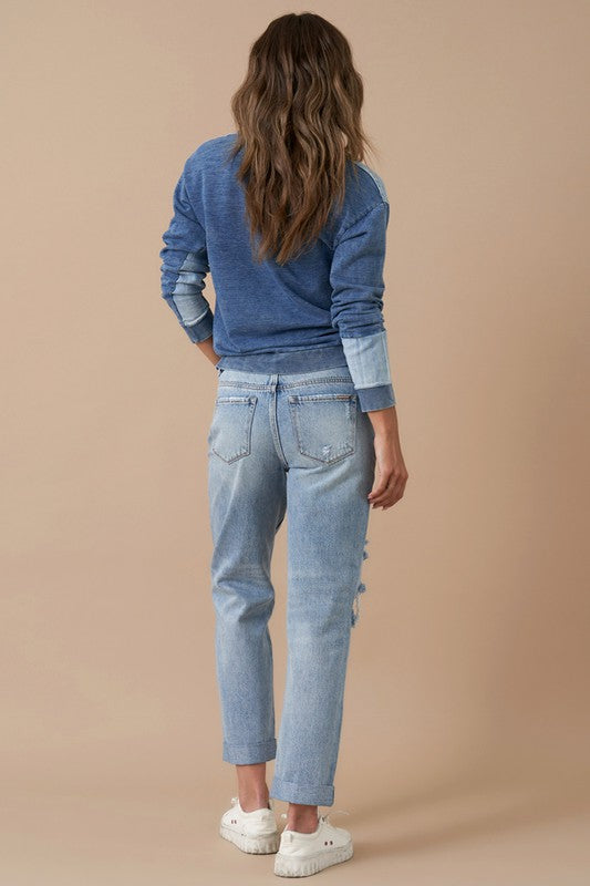 ROLLED UP BOYFRIEND JEANS - Southern Obsession Co. 
