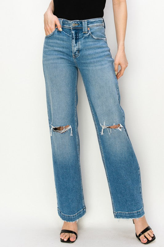 PLUS SIZE - HIGH RISE STRAIGHT LEG JEANS - Southern Obsession Co. 