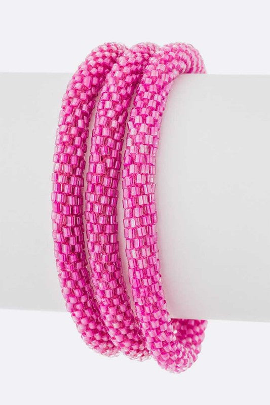 Fuchsia Nepal Bracelet Set - Southern Obsession Co. 